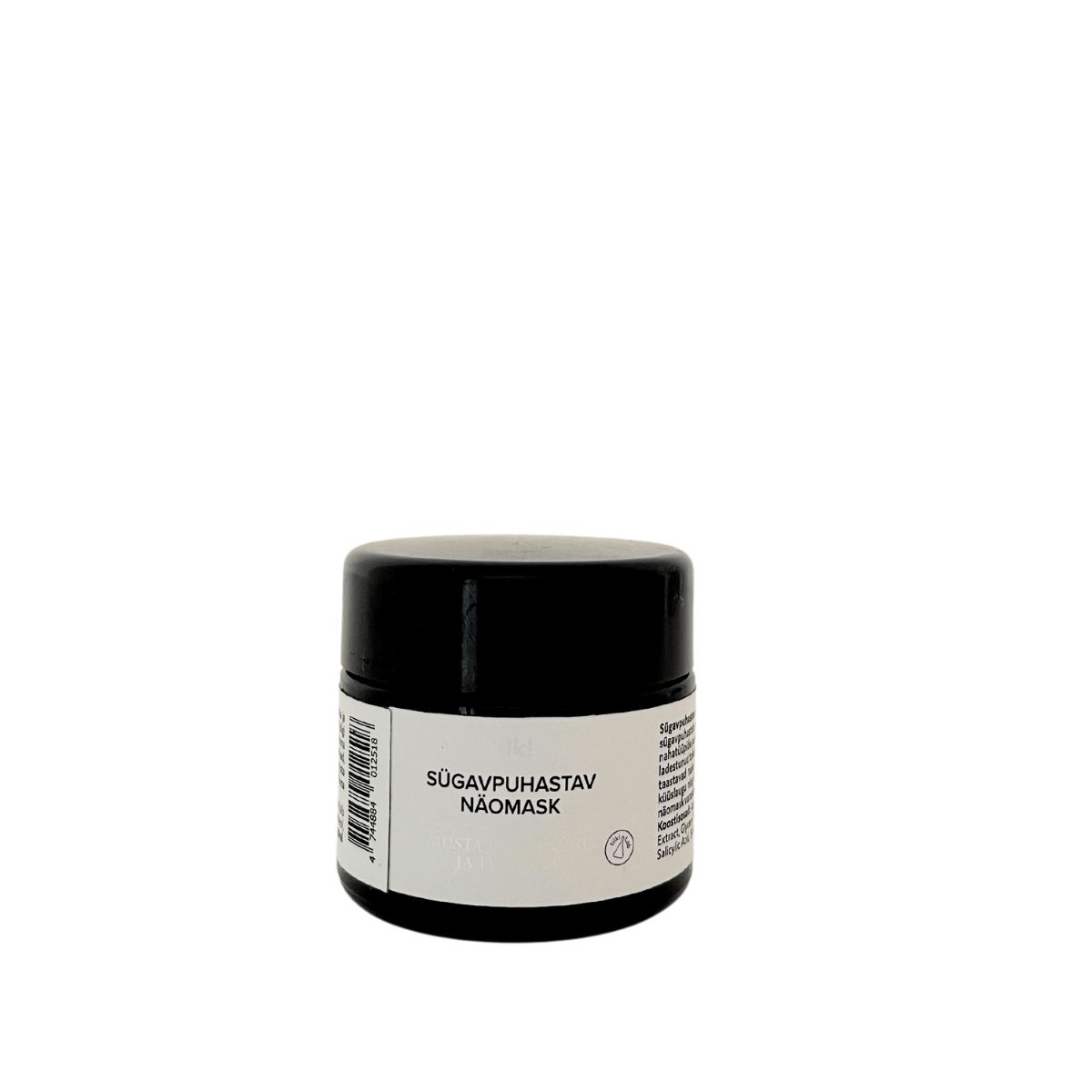 Tilk black jar of SÜGAVPUHASTAV NÄOMASK deep cleansing face mask with white label
